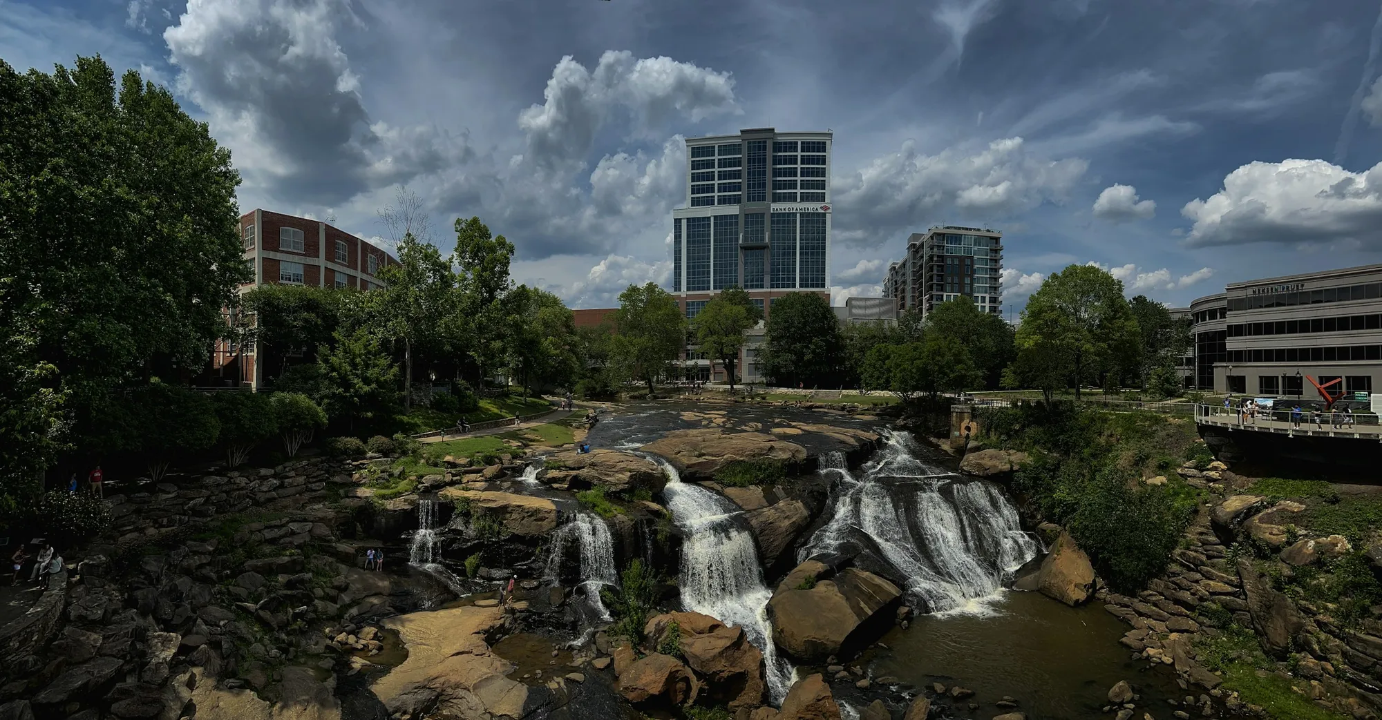Downtown Greenville, South Carolina, with Falls Park on the Reedy River
