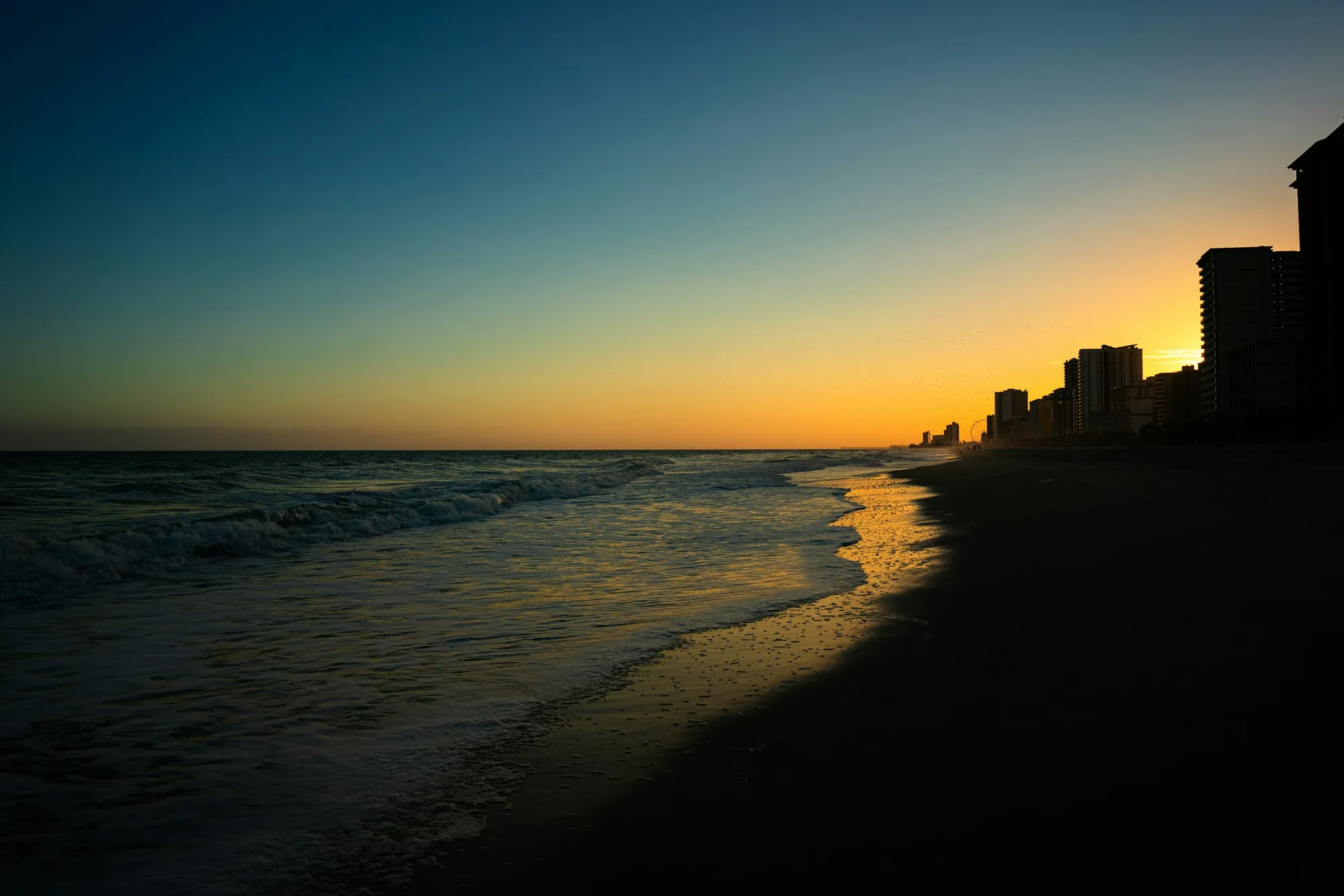 Myrtle Beach coastline with hotels along the sand and ocean